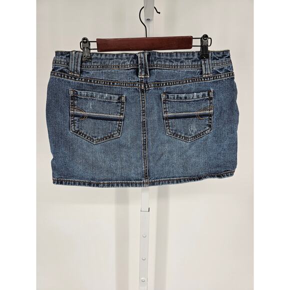 So Women's Blue Cotton Pockets Belt Loop Mini Denim Skirt Size 13 - Picture 2 of 3